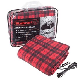 Electric Heater Car Blanket- Heated Travel Throw Electric Blanket for Car and RV, 12 Volt by Stalwart- Red and Black