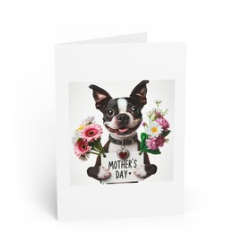 DistinctInk Greeting Card/Note Card - Boston Terrier Mother's Day - PACK of 3