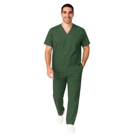 M&M SCRUBS Men Scrub Set Medical Scrub Top and Pants L Hunter Green