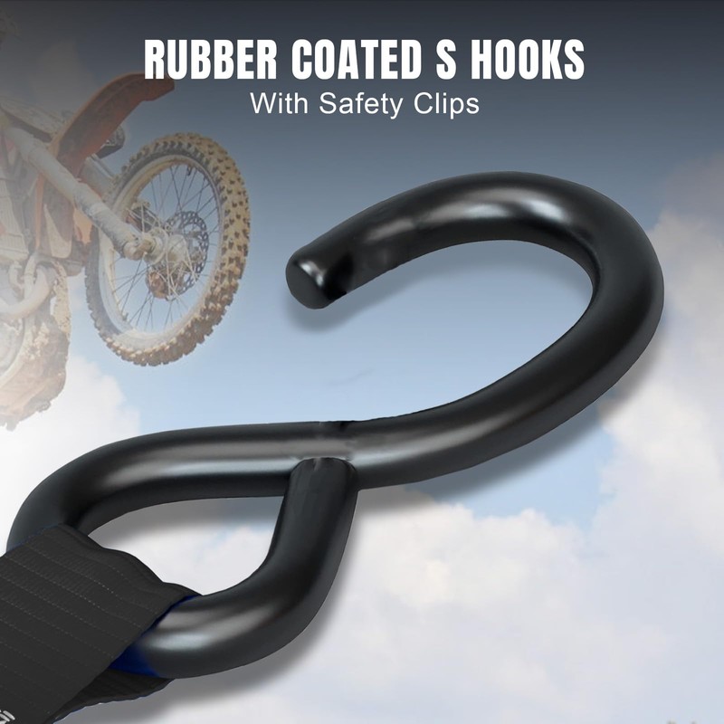 Jack Boss Ratchet Tie Down Straps Set,1500 lbs Break Strength,