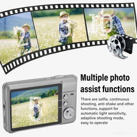 Cameras for Photography, DV Digital Camera 4K Digital Camera, 48MP 2.7in LCD Display 8X Zoom, Anti Shake Vlogging Camera for Photography Continuous (Silver)