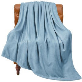 BEDELITE Fleece Blanket Twin Size Washed Blue Throw Blankets for Couch & Bed, 300GSM Luxury Plush Cozy Fuzzy Blanket 60x80 inches, Super Soft Warm Lightweight Throw Blanket for Travel Camping