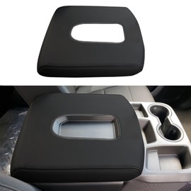 XYHGM Car Center Console Armrest Cover for Chevy Silverado & GMC Sierra 2019-2024 Leather Anti-Scratch Central Arm Rest Box Lid Seat Cover Protector Accessories(Jump Seat Bench Seat,Black Stitches)