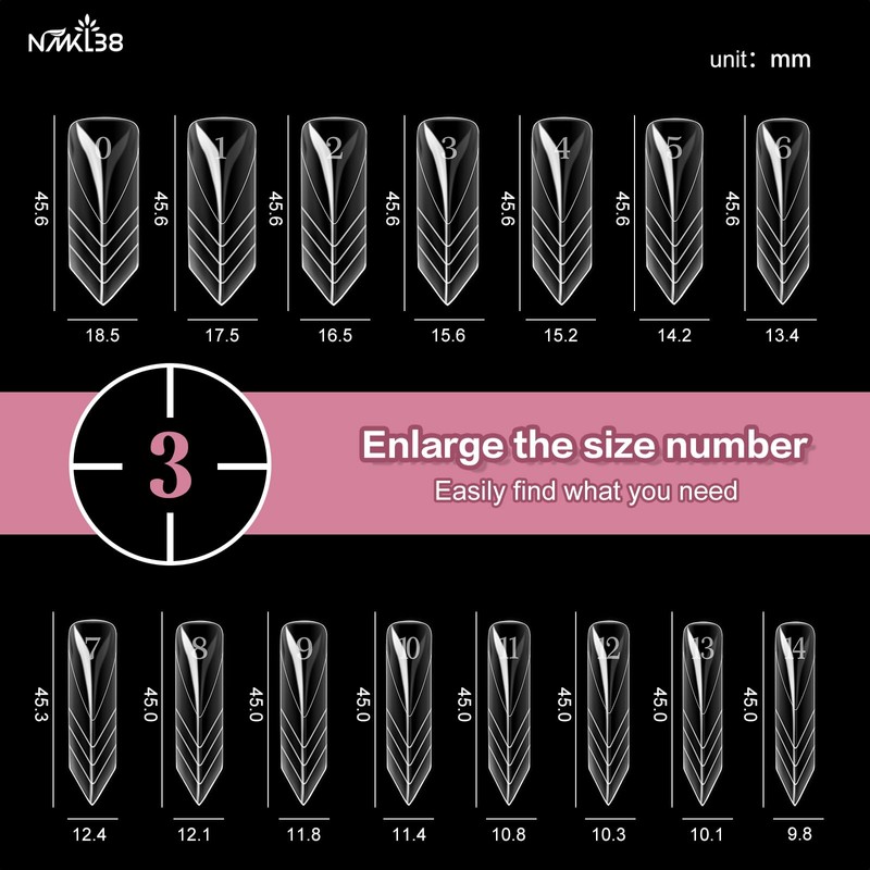 NMKL38 150PCS Dual Nail Forms 15 Sizes Extension Poly Nail