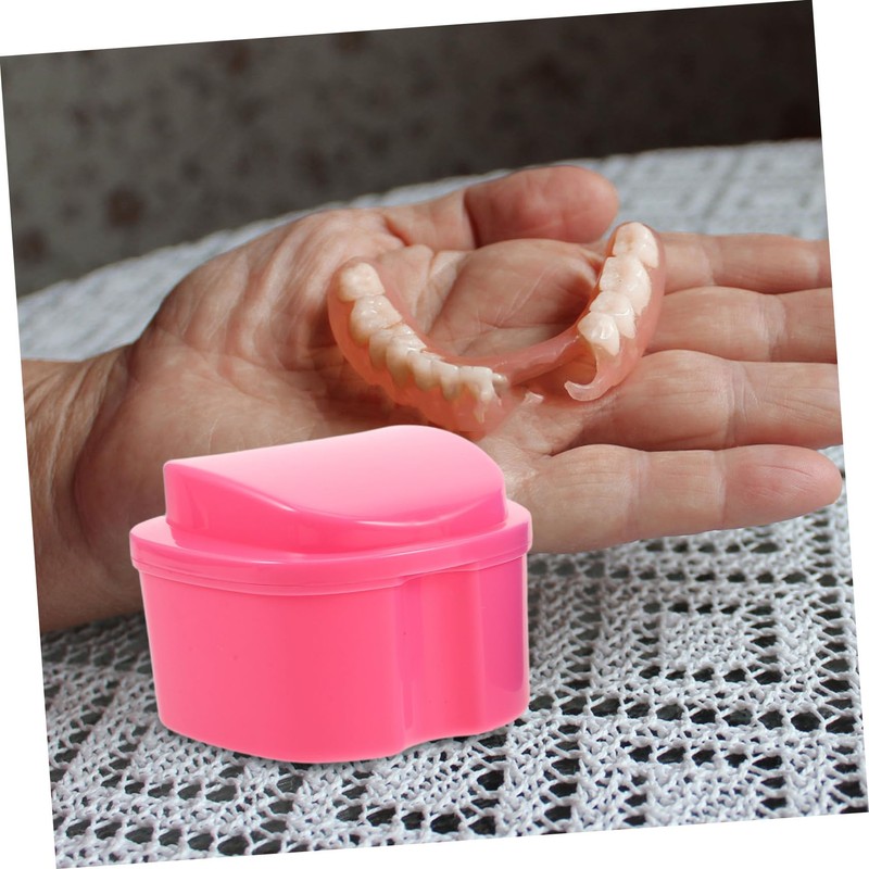 TOVINANNA 2sets Dentures Cleaning Case with Brush Portable Dentures Bath