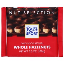 Ritter Sport Dark Chocolate with Whole Hazelnuts Bar, Natural, 3.5 Ounce (Pack of 10)
