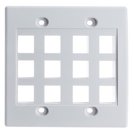 ACL Keystone 12 Port Dual Gang Wall Plate, White, 2 Pack