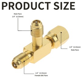 2PCS Quick Coupler Access Tee, 1/4'' Valves Core Tee Adapter with Swivel Connector, Fits for Gauge Deep Vacuum Pump Manifold