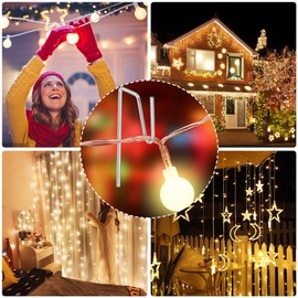 Yotako 60 Metal Gutter Hooks for Outdoor Christmas Lights, Weatherproof Christmas Light Clips Gutter Clips Holiday Light Clips Gutter Guard Light Clips for Christmas