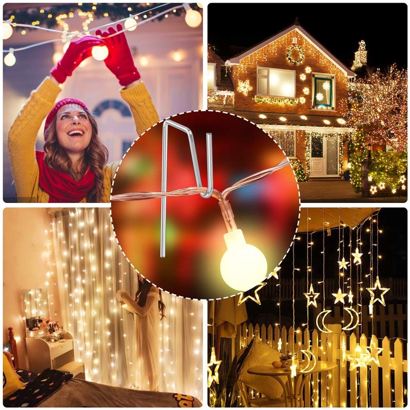 Yotako 60 Metal Gutter Hooks for Outdoor Christmas Lights, Weatherproof