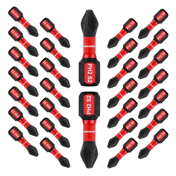 Geinxurn 30Pieces Magnetic #2 Phillips 1 in. Hex Anti-Slip Screwdriver