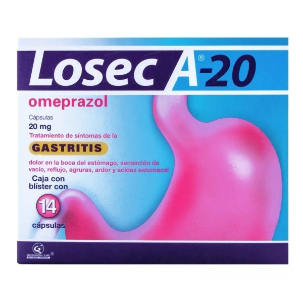 Losec A-20 Tratamiento Para La Gastritis Blíster 14 Cápsulas