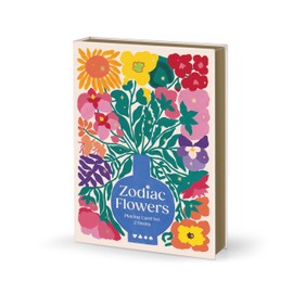Galison Zodiac Flowers – Playing Card Set Includes 2 Standard Card Decks Featuring Flowers Paired with Zodiac Signs in A Gold Foiled Magnetic Book Box