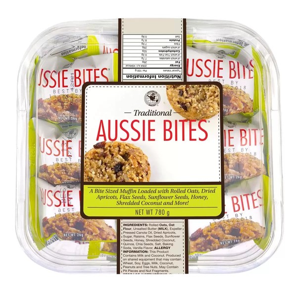 Aussie Bites, 780g Wrapped Muffin Snacks Universal Bakery Traditional Oat