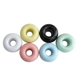 6 Piece Ceramics Toothbrush Holders Mini Donut Shape with Tooth Brush Stand for Razor Stand, Makeup Brush,Pens, Stylus,Stand Ring for Bathroom Vanity Countertops