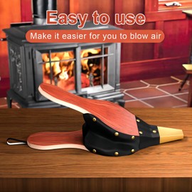 Anje Mini Wooden Fireplace Bellows 12" x 4.92" Wood Air Bellows Manual Air Blower Fast Fire Starter with Hanging Leather Strap for BBQ, Fireplace and Wood Stove, Brown
