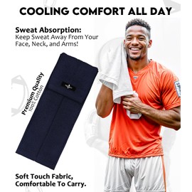 Exxact Sports Football Towel with Hook & Loop Fastener, Quarterback QB Sports Towel to Clean Hands, Visor and Gloves - Highly Absorbent, Quick Dry (Navy)