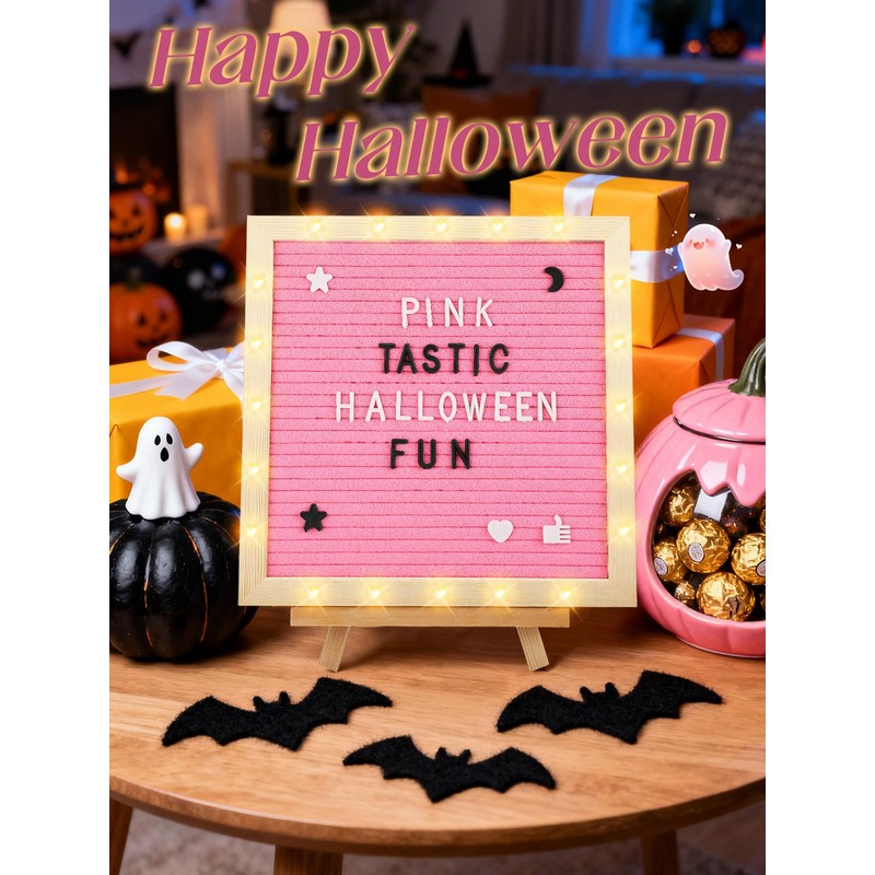Changeable Felt Letter Board with LED Lights - 10×10" Message