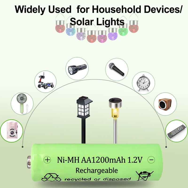 Solar Batteries NI-MH AA 1200mAh 1.2V 10Pcs for Home Device