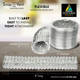 Snap to Vent Aluminum Dryer Hose 4 inch diameter x 8 feet long | Ziggurat Products