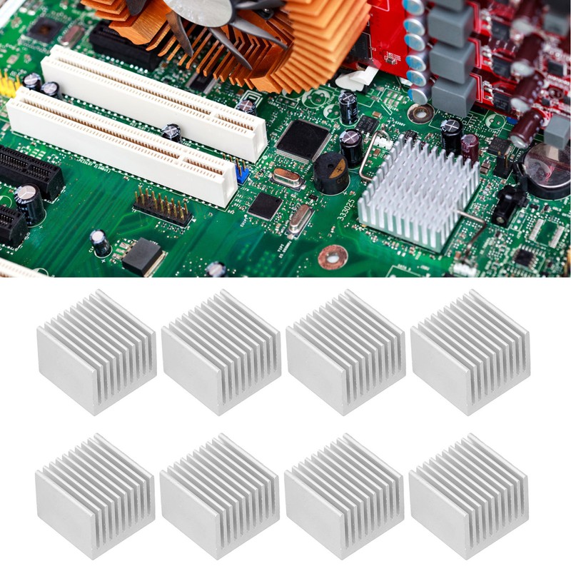 8Pcs Cooling Fins Aluminum Power Radiator Heat Sink Kit for