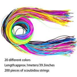 tao Pipe 200 PCS Scoubidou Strings DIY Plastic Lacing Cord Handwork Gimp String for Jewelry Making in 20 Colors with 15 PCS Snap Clips and 15PCS Key Chain Rings