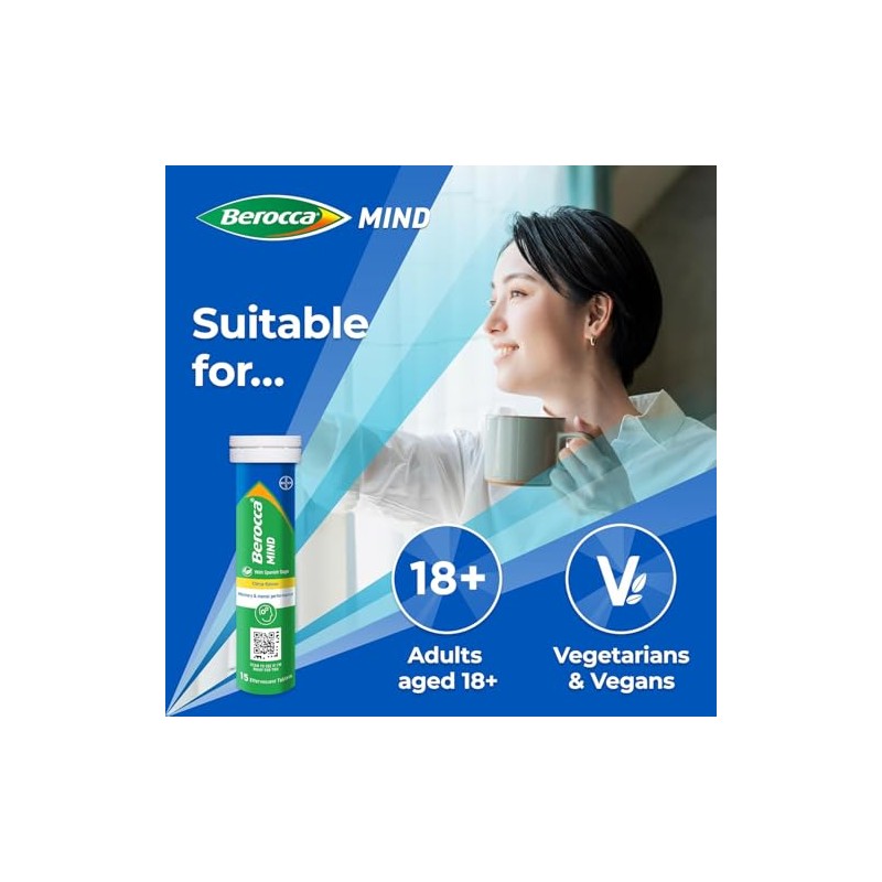 Berocca Mind Effervescent Tablets, Citrus, 15 Tablets x 1 Pack