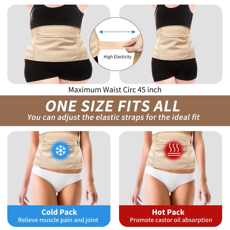 Castor Oil Pack Wrap, 3 Pcs Reusable Organic Cotton Pack