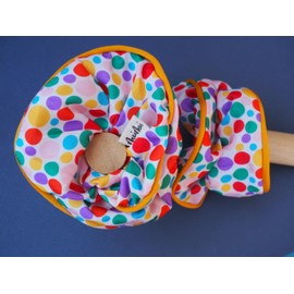 MeiMei Multicolor Spotty Dot Yellow Circle Pattern Children Scrunchies, Hair Tie Rubber Elastic Band Bobble, Handmade Girls Hair Accessories, Matching Costumes, 1 piece (Spot 2, Scrunchie - Ball)