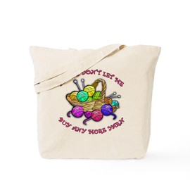 CafePress Too Much Yarn Knitting Tote Bag Reusable Natural Beige Canvas Shopping Bag