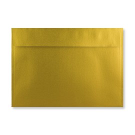 C5 Coloured Envelopes for A5 Greeting Cards Peel and Seal Wallet Envelopes Wedding Invitation Crafts Office 162x229mm- Pack of 25 envelopes (Metallic Gold P&S)