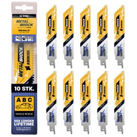 AMBOSS METAL SHOCK – 10 x Reciprocating Saw Blade Length 150 mm / 8 ZpZ – Ideal for Demolition / Vehicle Rescue / Assembly / Disassembly / Piping Construction – Suitable for Steel (Pipes / Profiles /