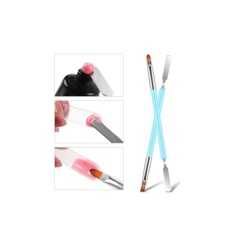 Nail Brushes, 2Pcs Nail Art Brushes, Dual-Ended Polygel Brush &