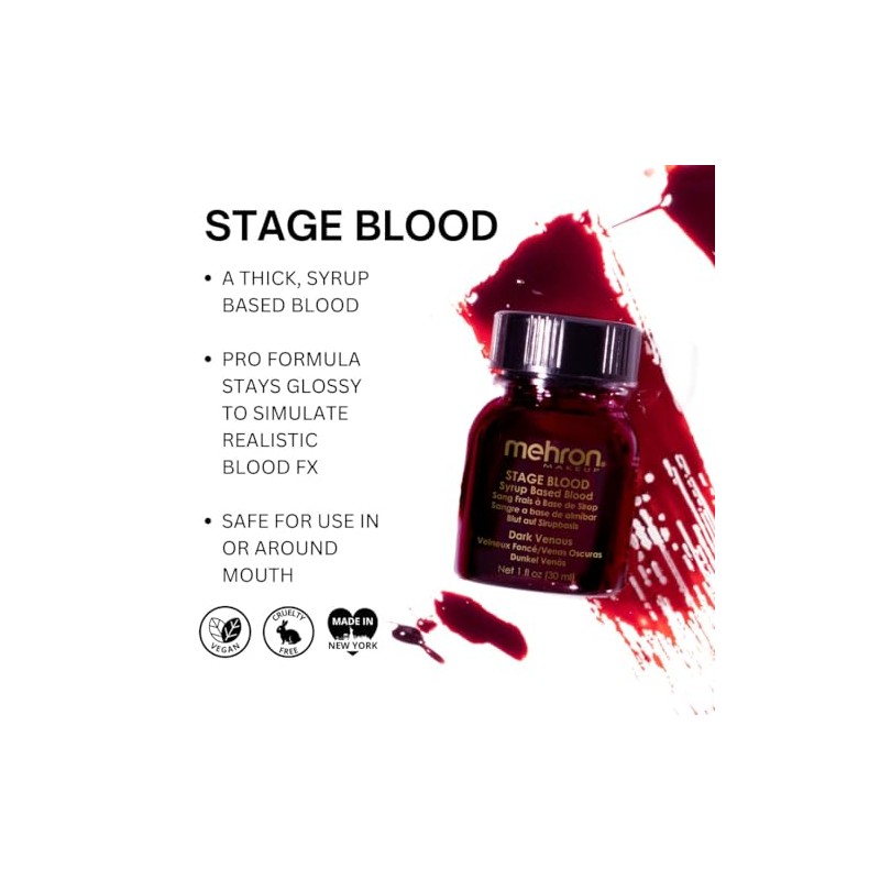Mehron Makeup Stage Blood with Brush (1 oz) (DARK VENOUS)