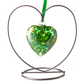 May Emerald 8cm Birthstone Glass Heart