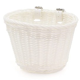 ANZOME Kids Bike Basket, Bike Basket for Boy and Girl, Waterproof Plastic Woven Children's Bicycle Basket, Suitable for Most Children's Bicycles and Kids Tricycles (White)
