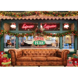Loccor 5x3ft Fabric Friends Backdrop Retro Christmas Pub Pictures Sofa Background Tapestry 30th Birthday Party Poster Coffee Themed Party Banner Central Perk Party Supplies Bachelorette TV Show Decor