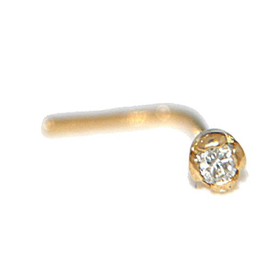 Mia Gioielli - Nose jewellery, nose studs piercing 18ct gold with Diamonds cts 0.01 H/SI, hypoallergenic, F-06932-0G00