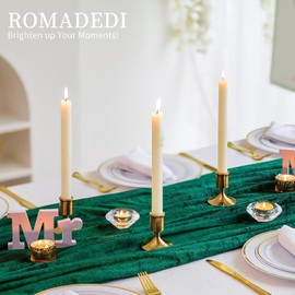 Romadedi Gold Candlestick Candle Holders for Taper, 2 PCS Gold Brass Color Candle Stick Candle Holder for Table Centerpiece, Wedding Reception, Festive Christmas Mantel Decoration or Home Decor