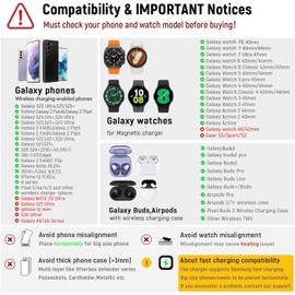 Galaxy Watch 6/5 Charger, COCIVIVRE 3 in 1 Wireless Charger Compatible with Galaxy S23/S23+/S22/S22/S22 Ultra/S22+/S21/Z Fold4/Fold6/Flip4/Flip6/Galaxy Buds2 pro/Bud2/Bud3 Galaxy Charger with QC3.0