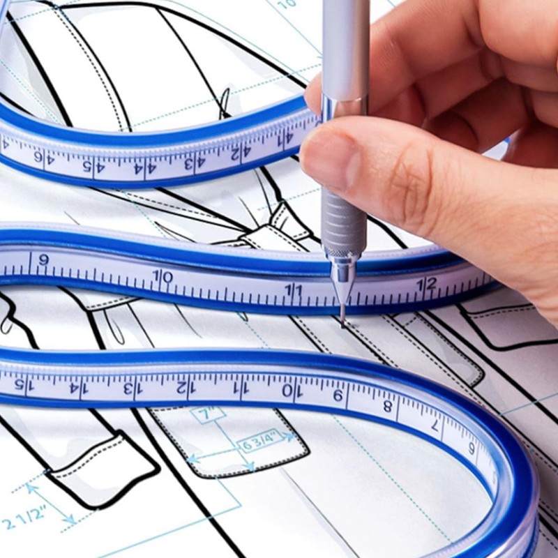 Laroal Flexible PVC Ruler 60cm Bendable Curve Ruler - Clearly