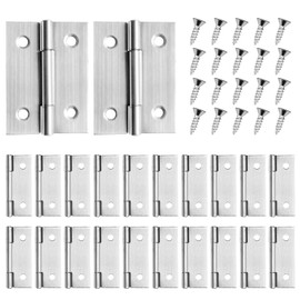 20 PCS 2 inches Door Hinge Cabinet Door Hinges Stainless Steel Butt Hinges Home Furniture Hinges Bisagras for Door, Window, Case Lid, Wooden Box Chest with 120 Mounting Screws, Silver