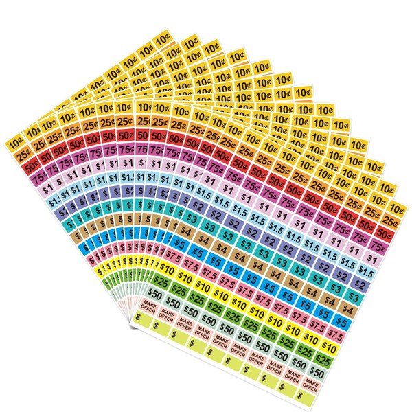 2400Pcs Garage Sale Stickers,1/2"×3/4" Yard Sales Price Stickers, Rectangle Preprinted