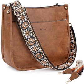 HKCLUF 4045 Women's Fashionable Crossbody Bags For Women Designer Leather Hobo Handbags Women Shoulder Bucket Bags With 2count Adjustable Guitar Strap Perfect:_Camel