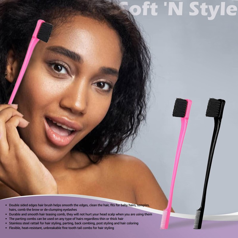 MayaBeauty Double Sided Edge Control Hair Brush Comb Combo Pack