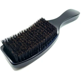 Mens Curved Soft Thick Boar Bristle Wave Hair Brush with Heavy Woodern Handle (Black)
