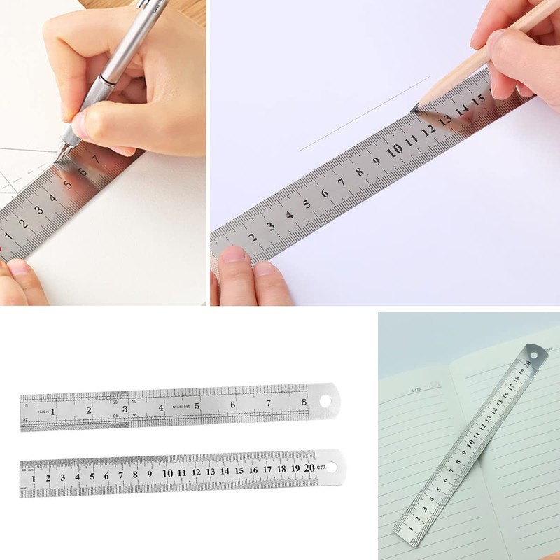 3 Stainless Steel Rulers, Rulers, 10, 20, 30 cm (4,