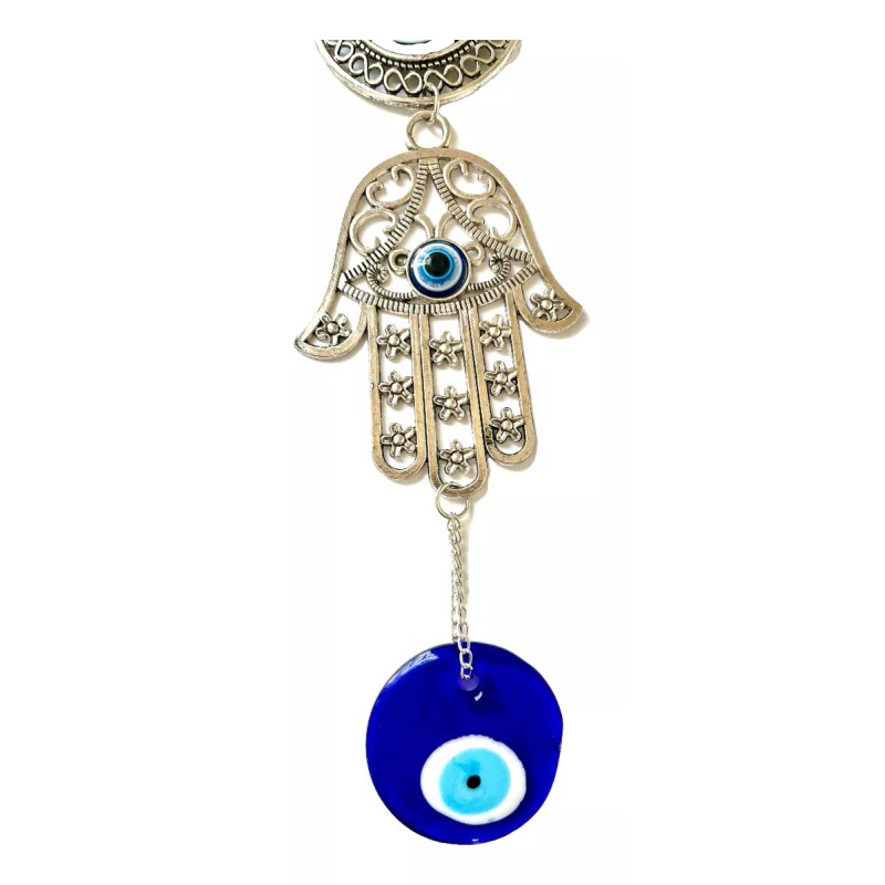 Satnam Amuleto Mano De Fatima Y Ojo Turco Colgante. Casa