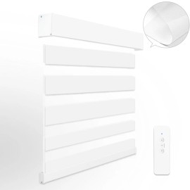 Smart Zebra Blinds Rechargeable Motorized Day Night Blackout Shades for Home Office Windows Remote Control Voice Alexacolor: 95% Blackout-Luxurious Whit, size: 34"W x 72"L, capacity: 1 KG
