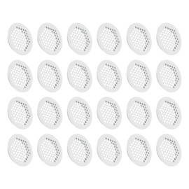 QUARKZMAN Pack of 24 Air Vents Round Flat Soffit Vent 50 mm/2 Inch Stainless Steel Round Vent Mesh Hole Slats for Bathroom, Home, Office, Kitchen, Cupboard, Wardrobe, White